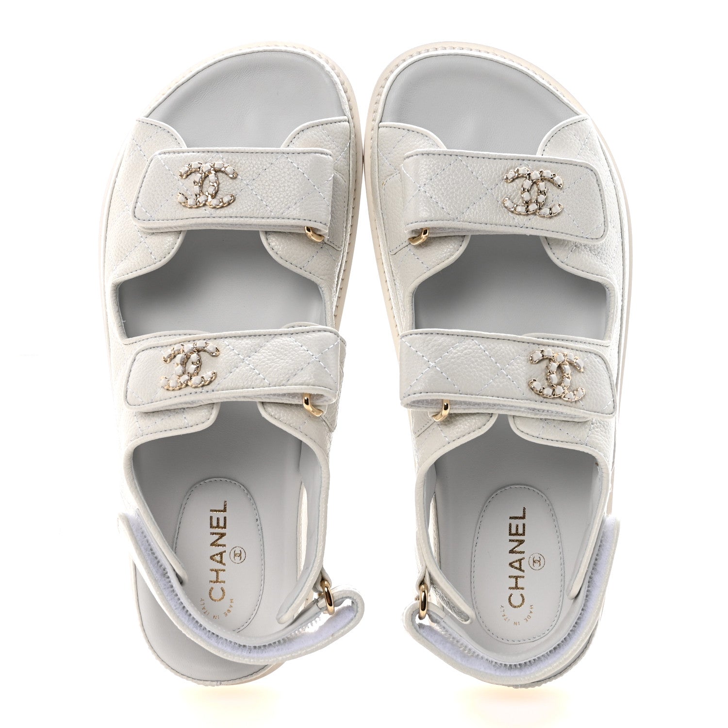 Chanel Grained Calfskin Velcro Dad Sandals 36.5 White 2 of 10