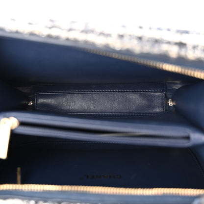 Chanel Tweed Snakeskin Quilted Medium CC Filigree Vanity Case Dark Navy 5 of 10