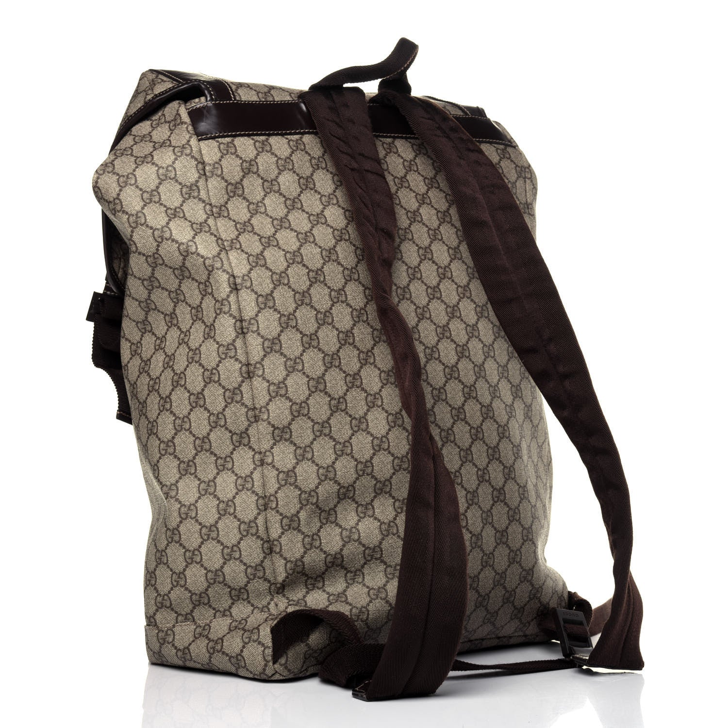 Gucci GG Supreme Monogram Large Interlocking G Double Buckle Backpack Dark Brown 2 of 16