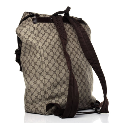 Gucci GG Supreme Monogram Large Interlocking G Double Buckle Backpack Dark Brown 2 of 16