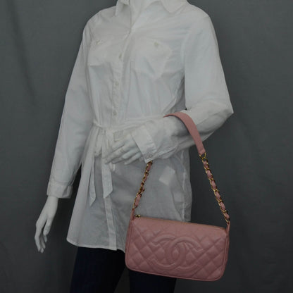 Chanel Caviar Quilted Pochette Pink 2 of 10