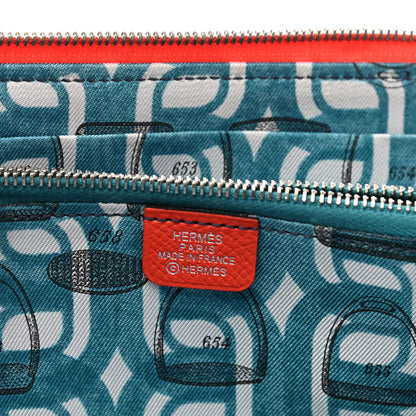 Hermes Epsom Silk'in Wallet Orange Poppy Bleu Saint Cyr 6 of 9