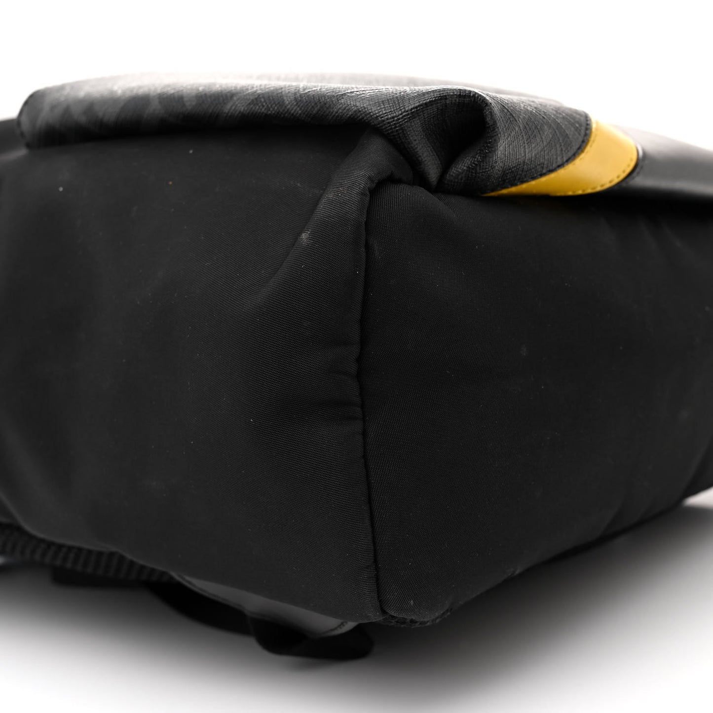 Glazed Fabric Nylon FF 1974 Diagonal Pouch Pocket Backpack Black Sunflower