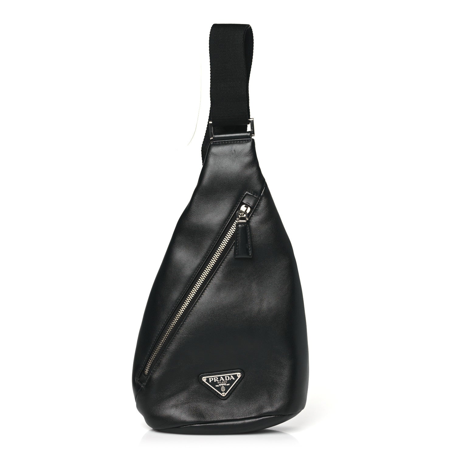Prada Softy Calfskin Triangle Cross Bag Black 1 of 9