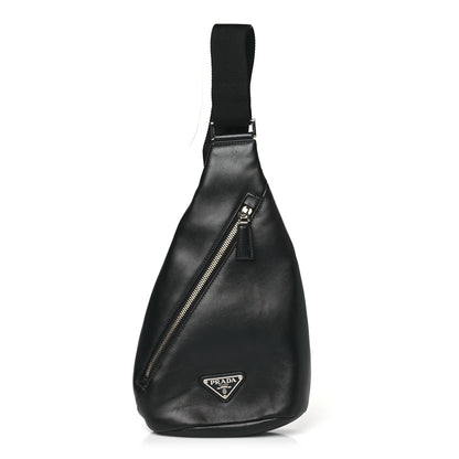 Prada Softy Calfskin Triangle Cross Bag Black 1 of 9