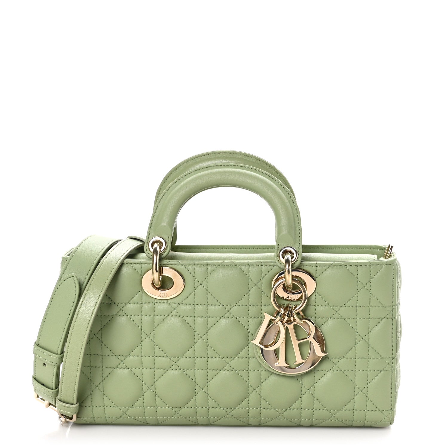 Christian Dior Lambskin Cannage Medium Lady D-Joy Pastel Peyote Green 1 of 8
