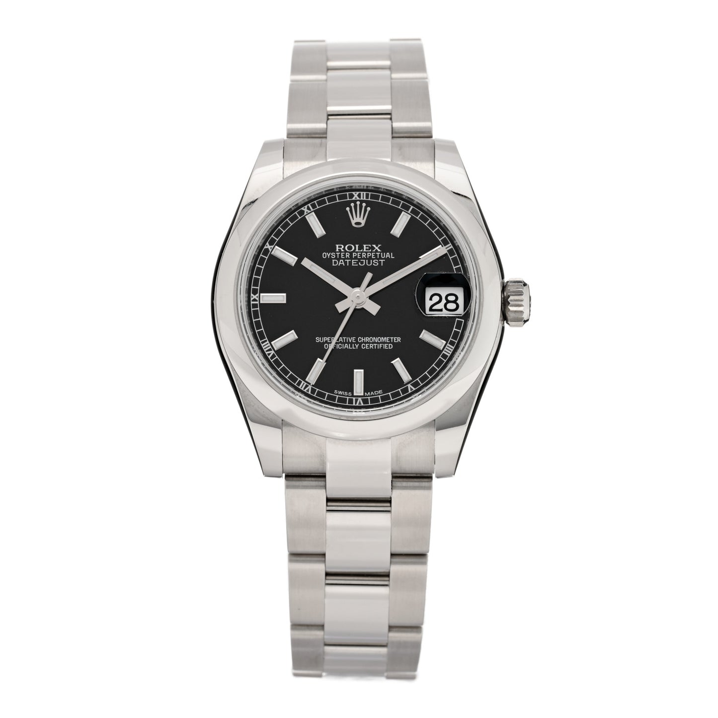 Stainless Steel 31mm Oyster Perpetual Datejust Watch Black 178240
