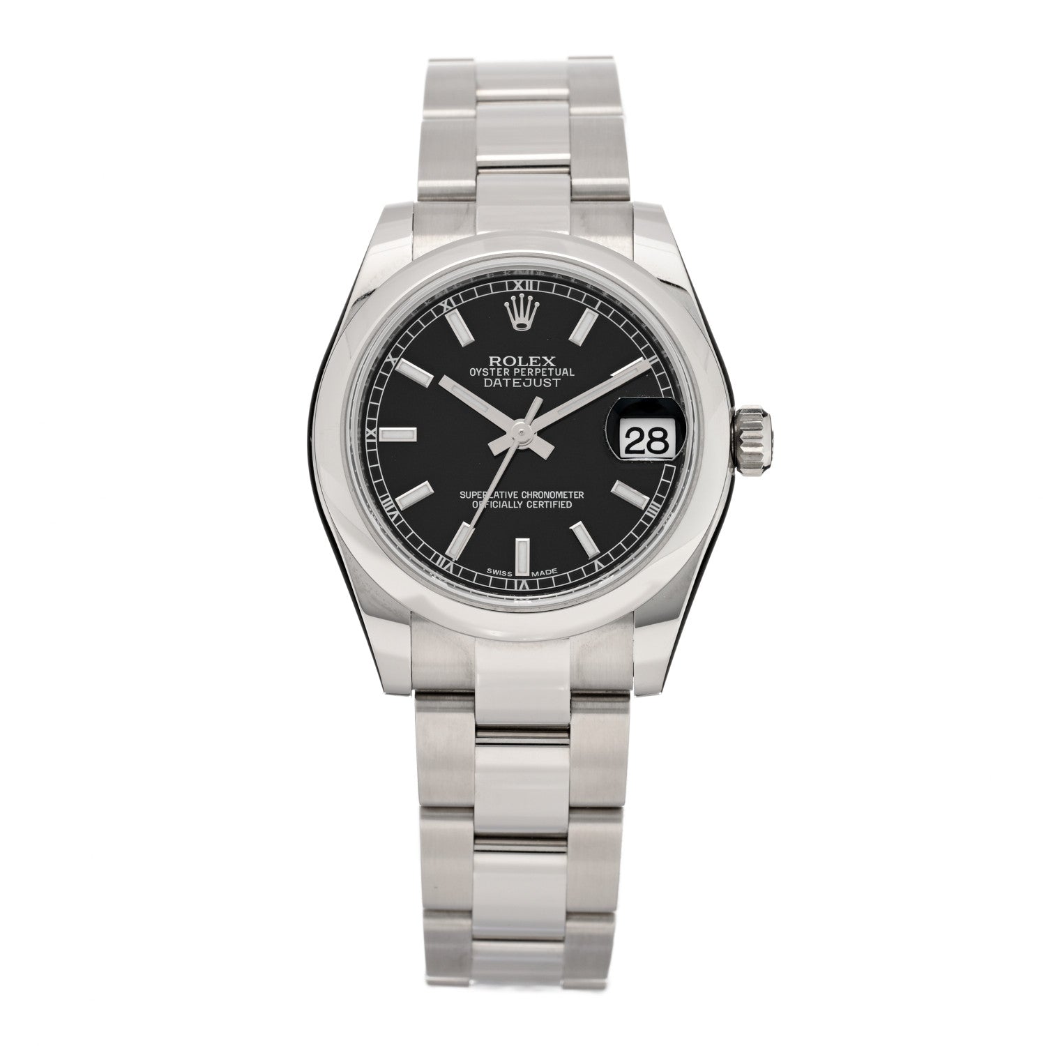Rolex Stainless Steel 31mm Oyster Perpetual Datejust Watch Black 178240 1 of 5
