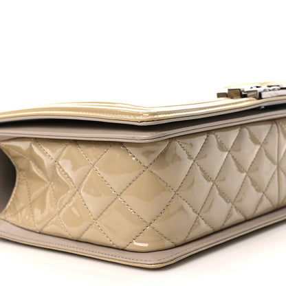 Chanel Patent Chevron Medium Boy Flap Beige 8 of 9