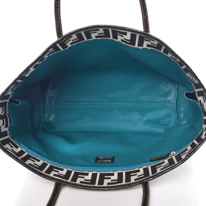 Fendi Canvas FF Small Roll Tote Black White 5 of 9