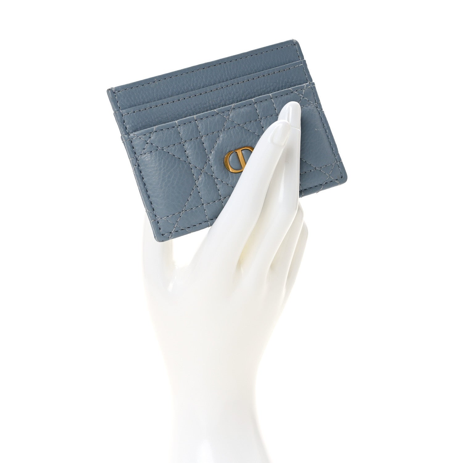 Christian Dior Supple Calfskin Cannage Caro Five-Slot Card Holder Cloud Blue 2 of 7