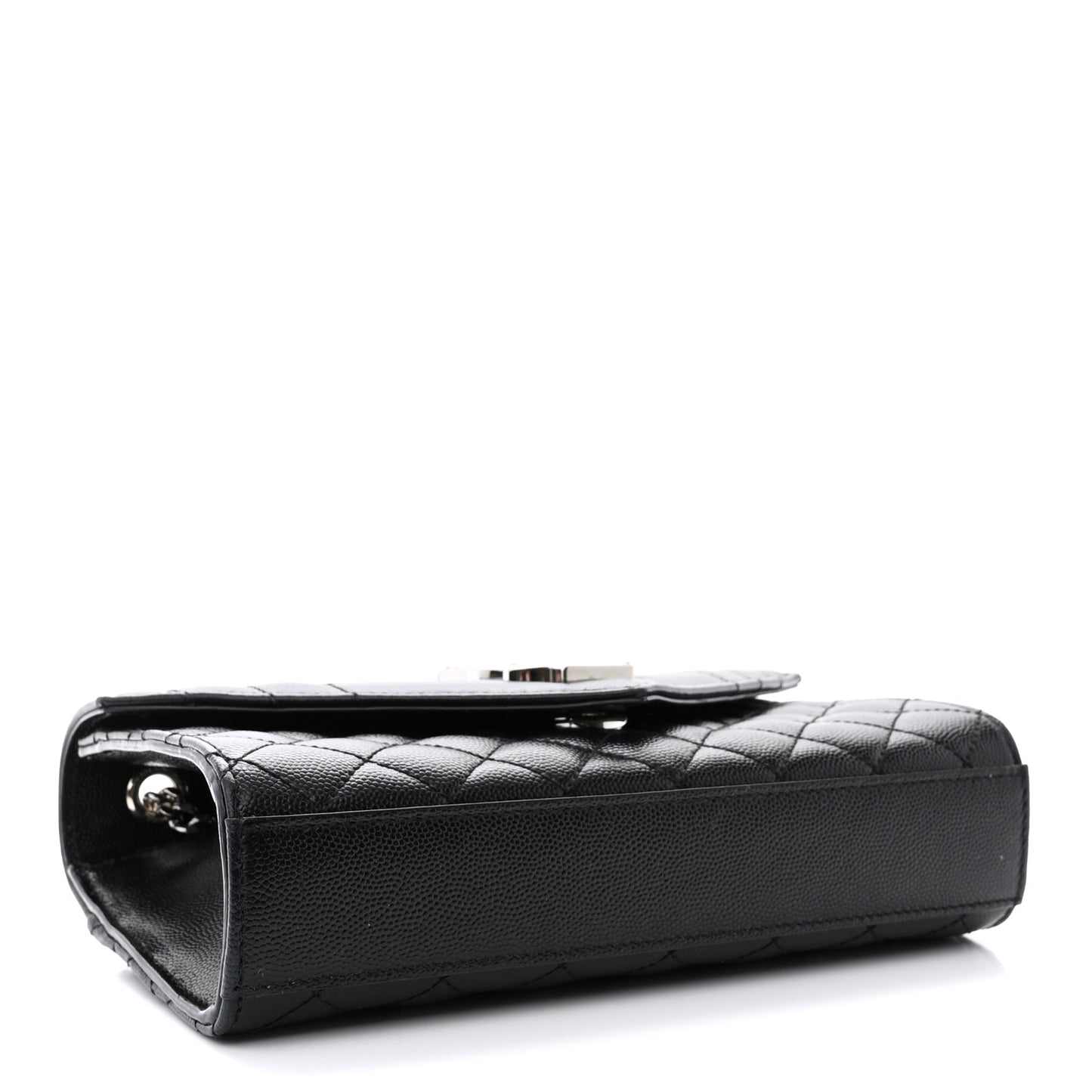 Grain De Poudre Textured Mixed Matelasse Triquilt Small Monogram Satchel Black