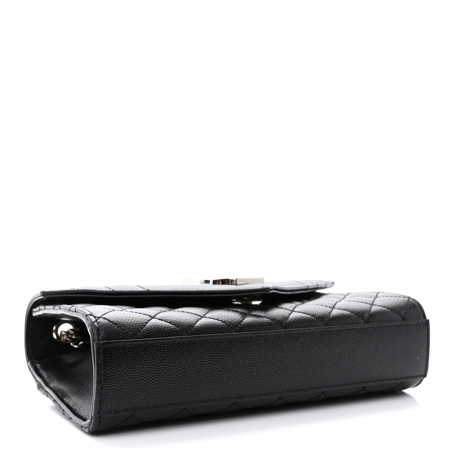 Saint Laurent Grain De Poudre Textured Mixed Matelasse Triquilt Small Monogram Satchel Black 4 of 9