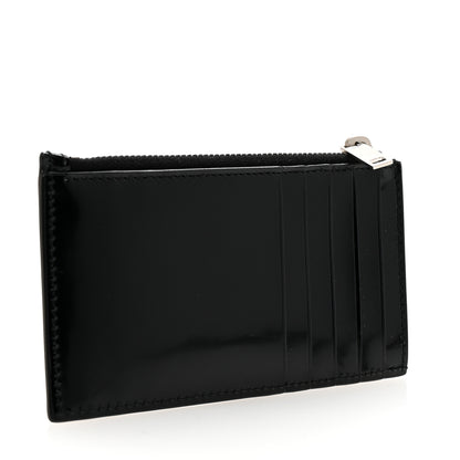 Saint Laurent Shiny Calfskin Monogram Fragments Zippered Card Case Black 3 of 6