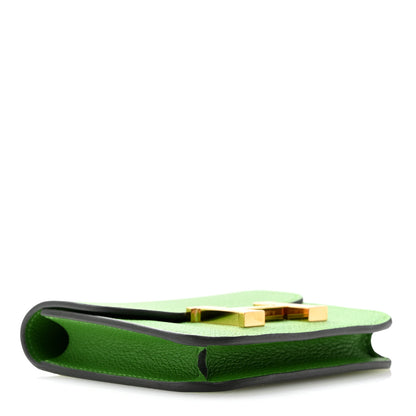 Hermes Evercolor Bi-Color Constance Slim Wallet Vert Yucca Mauve Pale 5 of 10
