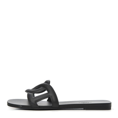 Hermes Rubber Aloha Sandals 38 Black 1 of 11