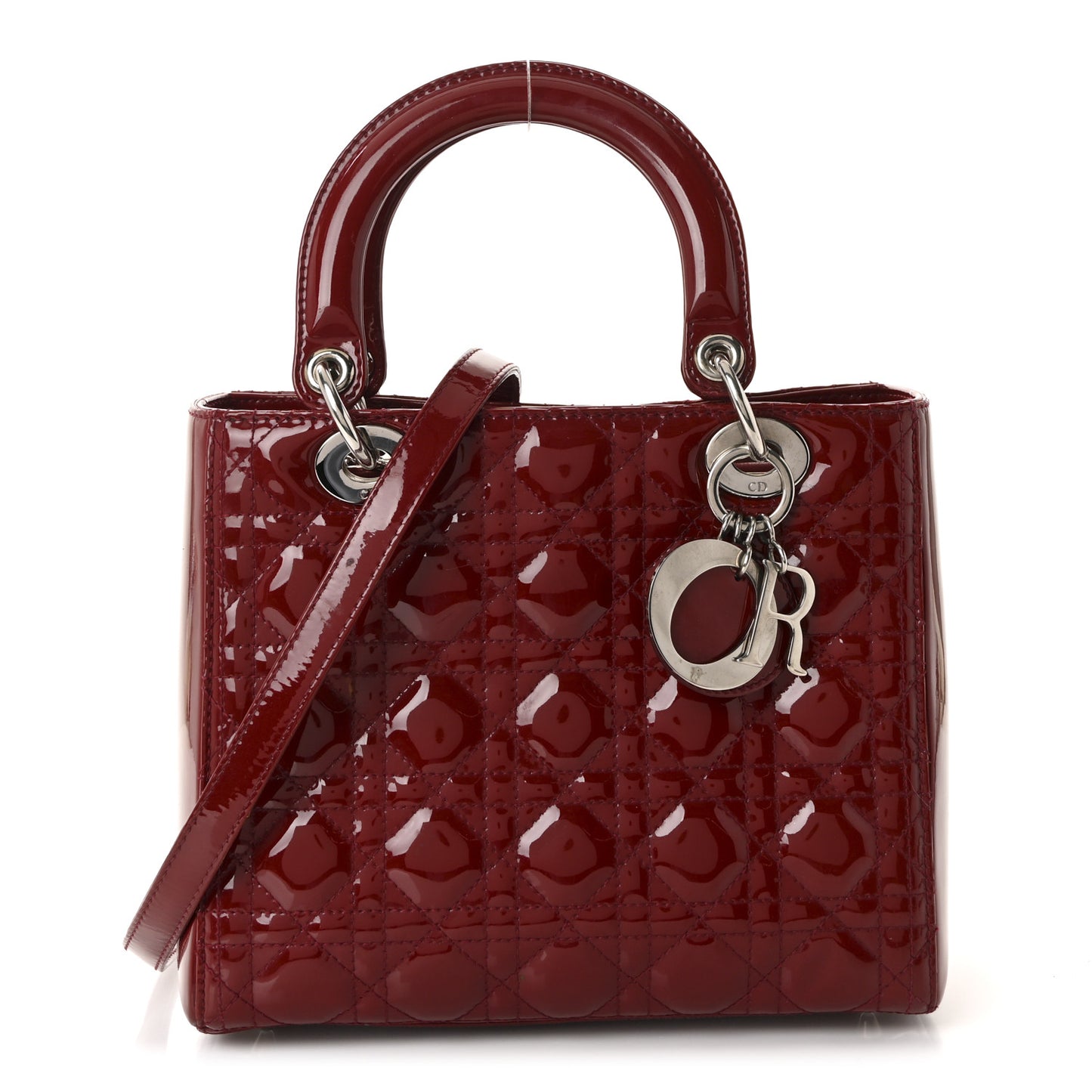 Patent Cannage Medium Lady Dior Red