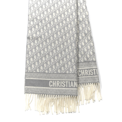 Christian Dior Cashmere Oblique Fringed Scarf Grey 2 of 3