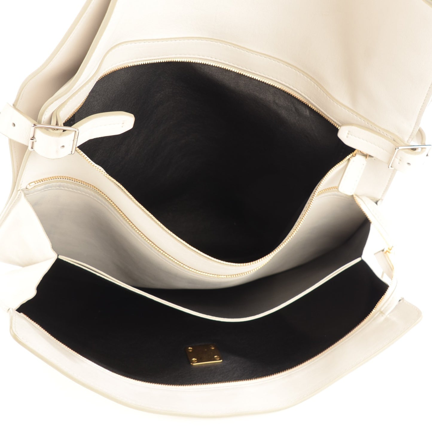 Calfskin Large Clasp Shoulder Bag White