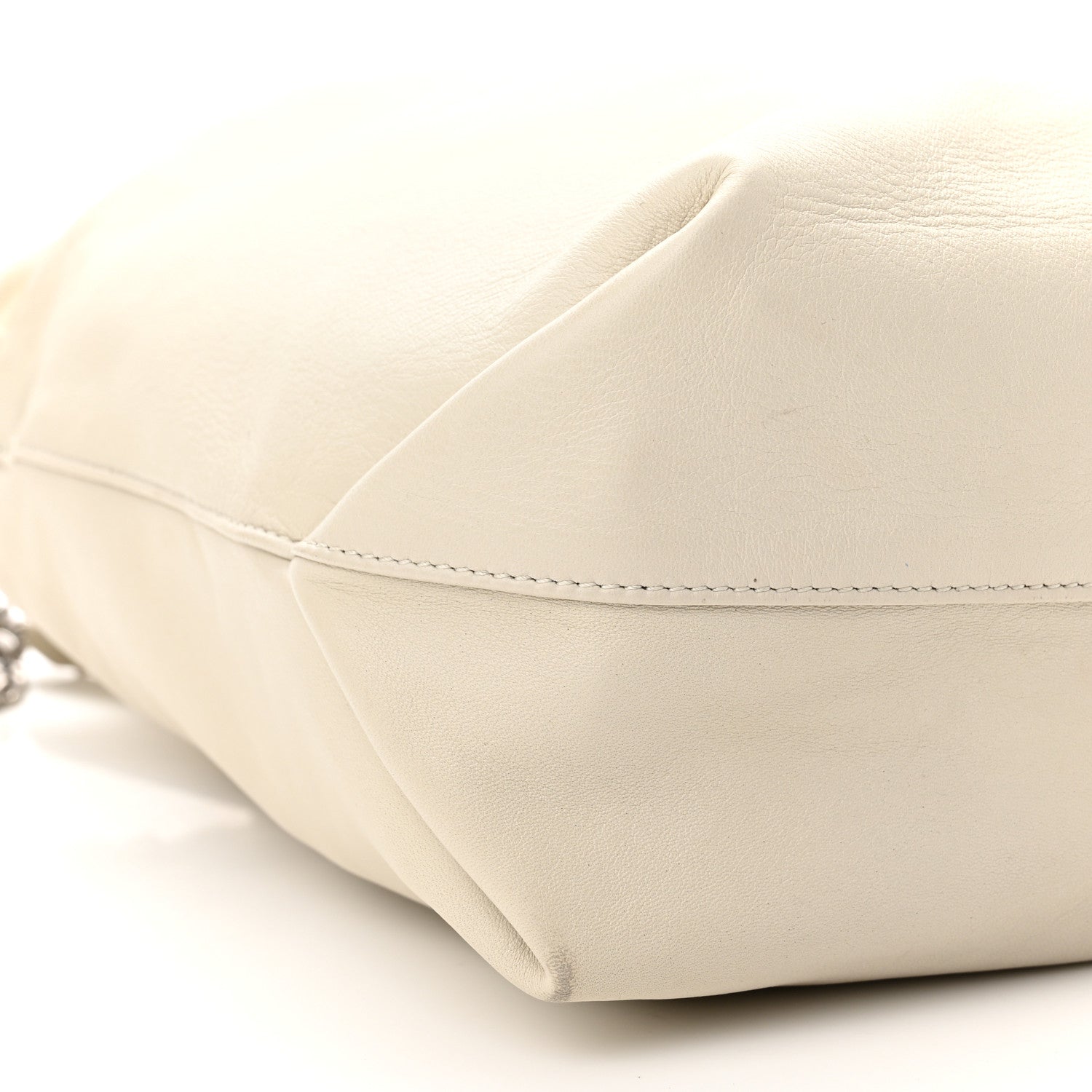 Saint Laurent Lambskin Small Teddy Bucket Bag White 9 of 10