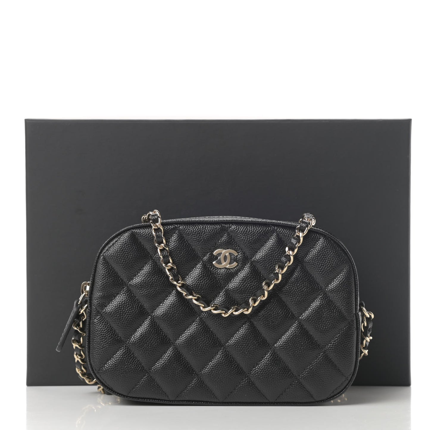 Caviar Quilted Vanity With Chain Black