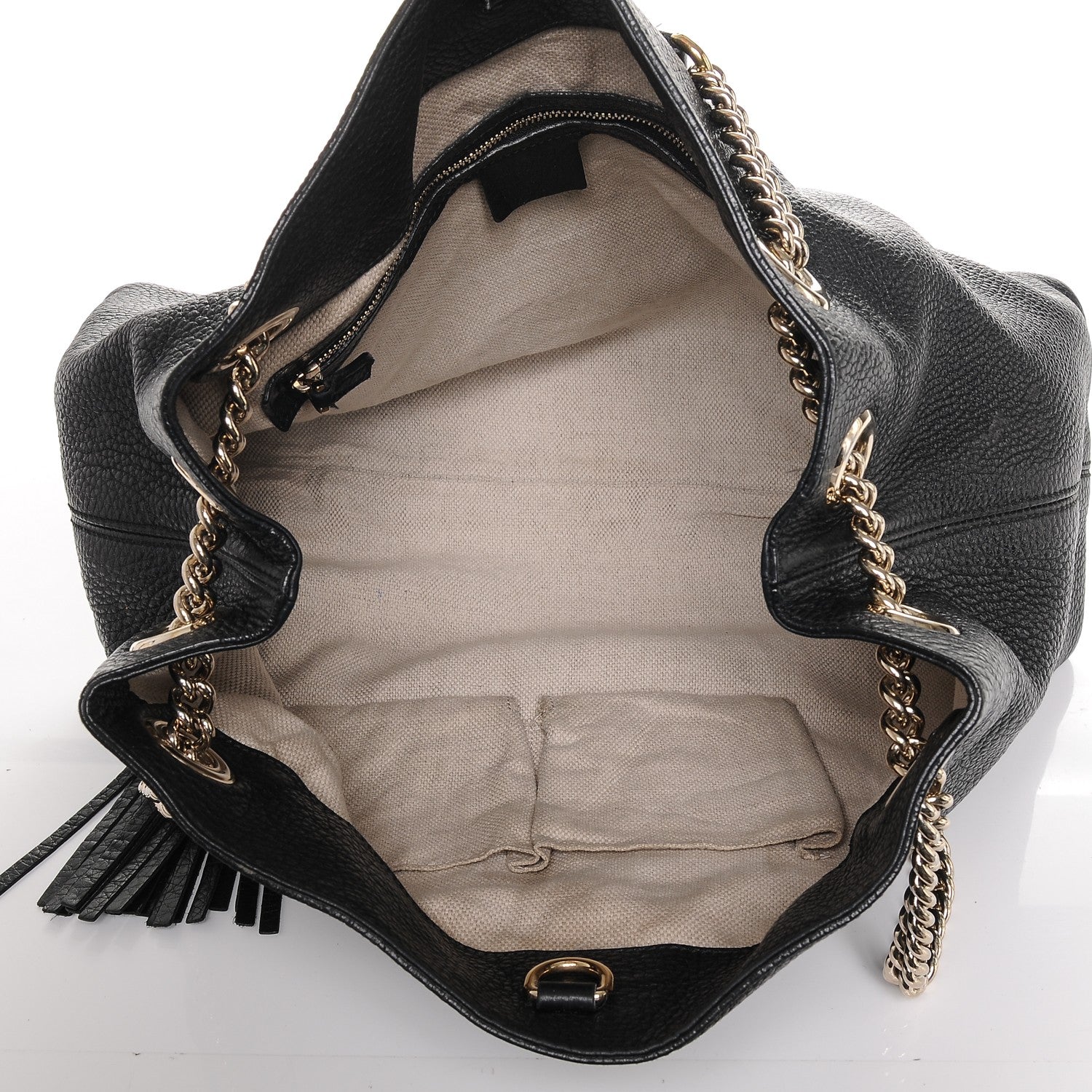 Gucci Pebbled Calfskin Medium Soho Chain Shoulder Bag Black 5 of 11
