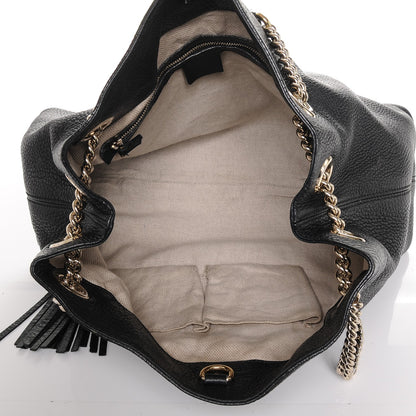 Gucci Pebbled Calfskin Medium Soho Chain Shoulder Bag Black 5 of 11