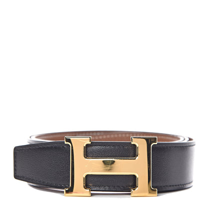 Hermes Box Togo 32mm H Belt 90 Black Gold 1 of 6