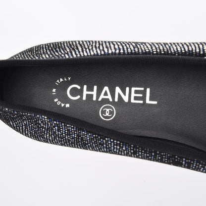 Chanel Fantasy Goatskin Patent Calfskin CC Cap Toe Ballerina Flats 36.5 Black Blue 8 of 9