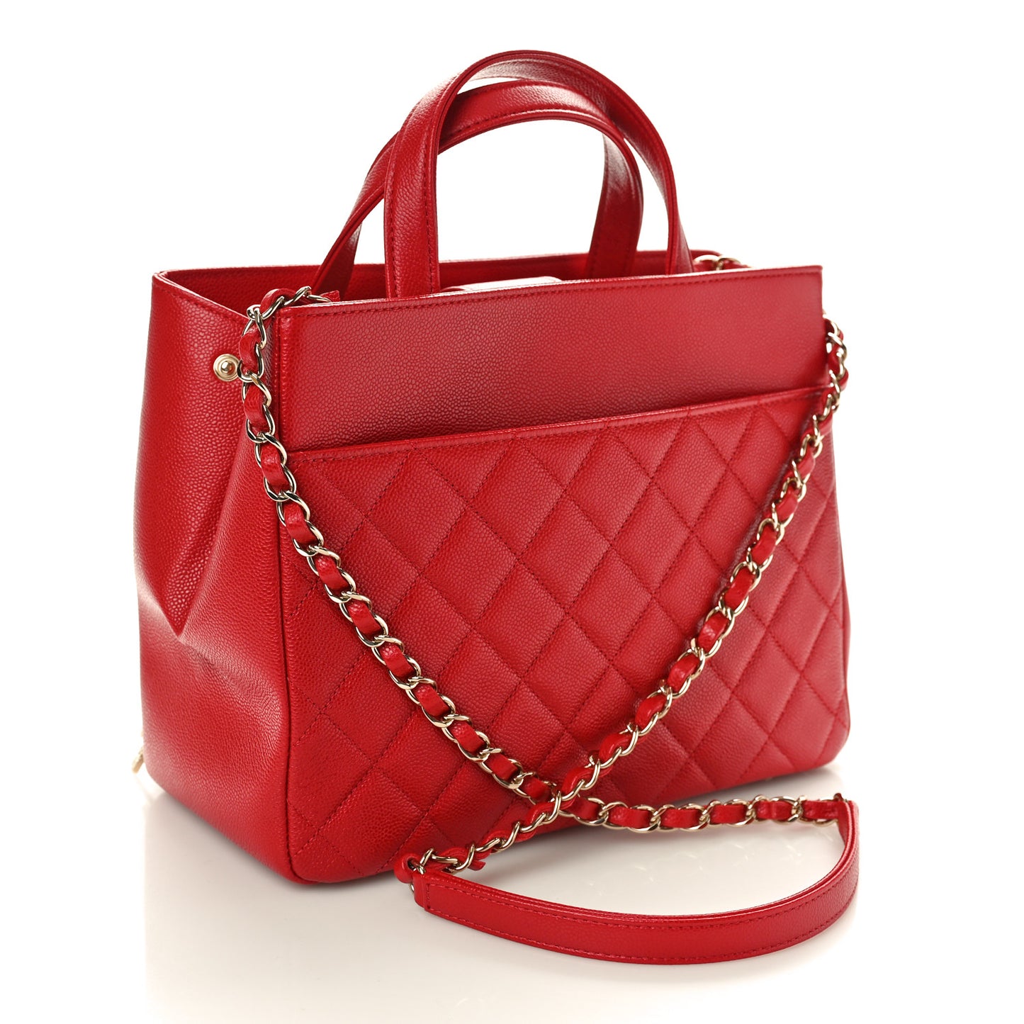 Caviar Quilted Small Business Affinity Shopping Bag Red