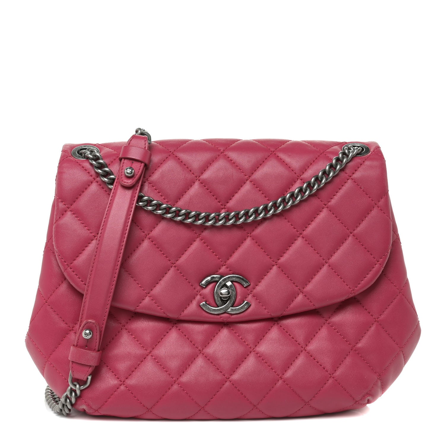 Chanel Lambskin Quilted Large Daily Supple Flap Dark Pink 1 of 27