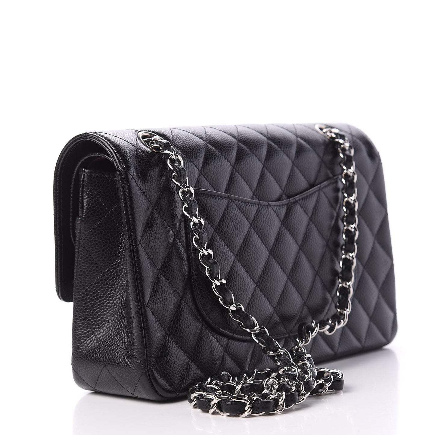 Caviar Quilted Medium Double Flap Black