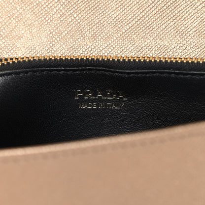 Prada Metallic Saffiano Lux Chain Wallet Quarzo Mordore 6 of 9