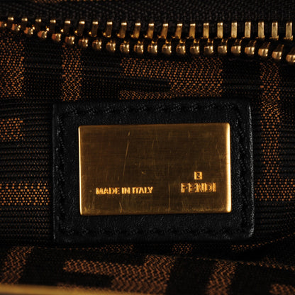 Fendi Goatskin Zucca Medium Peekaboo Iconic Satchel Blue Tobacco Black 6 of 7
