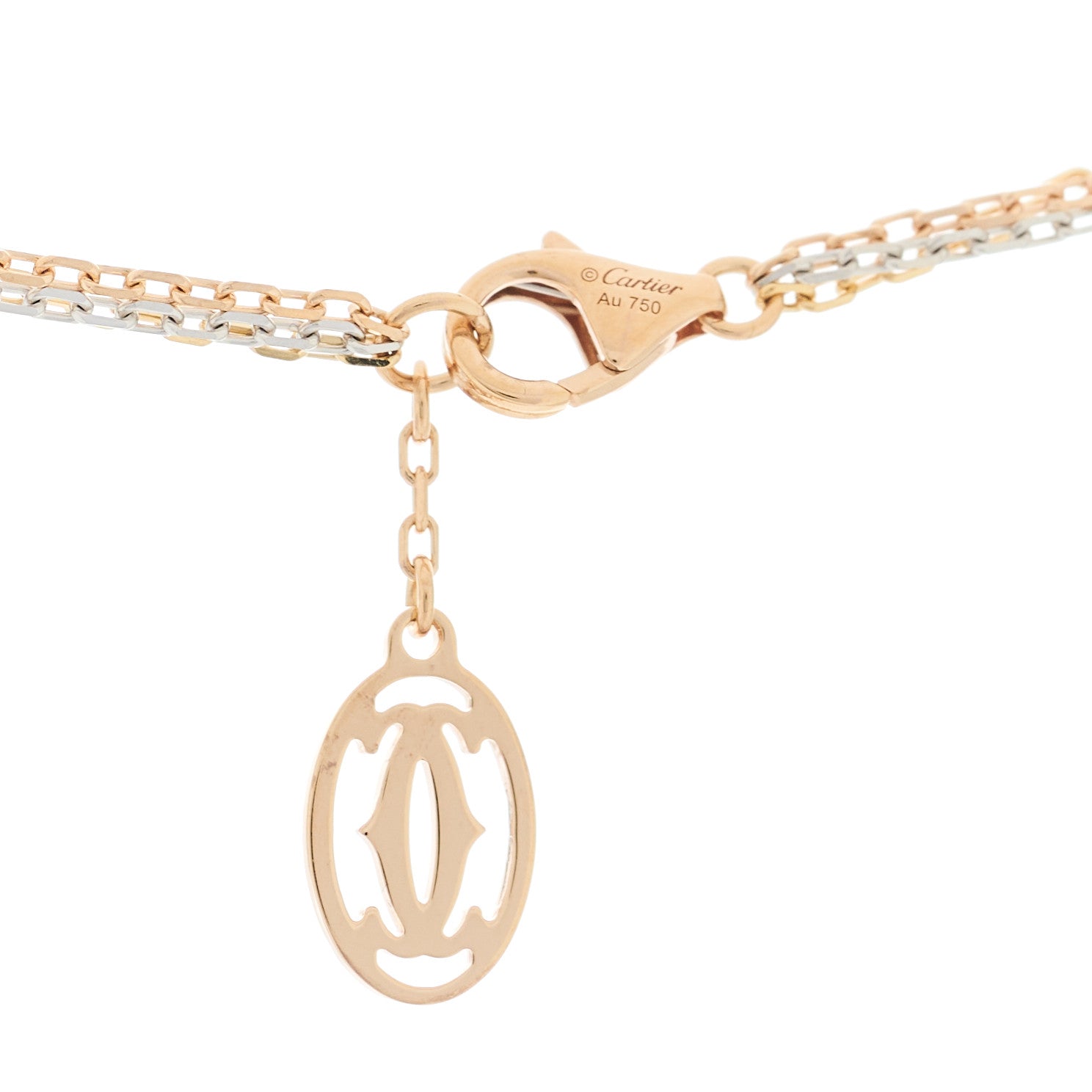 Cartier 18K Pink Yellow White Gold Three Chain Necklace 5 of 6
