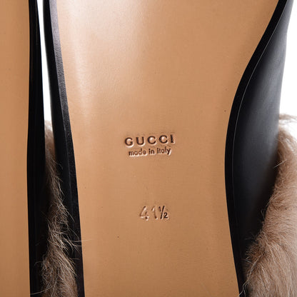 Gucci Calfskin Fur Womens Princetown Slippers 41.5 Black 6 of 8