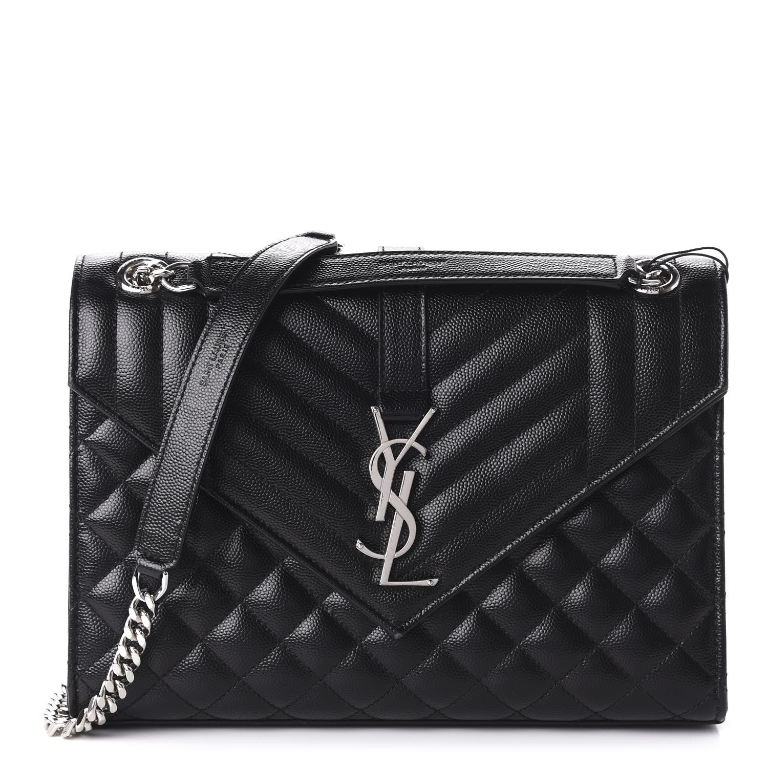 Saint Laurent Grain De Poudre Textured Mixed Matelasse Triquilt Medium Monogram Satchel Black 1 of 9