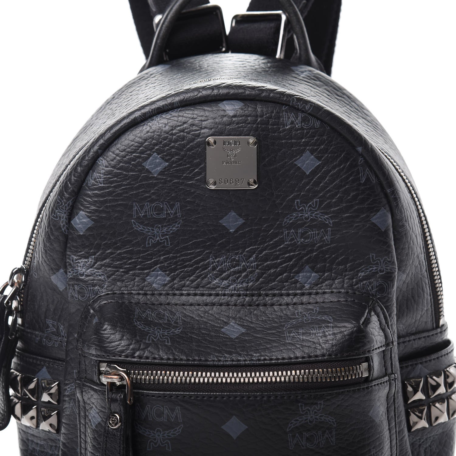 MCM Visetos Side Stud Mini Stark Backpack Black 7 of 9