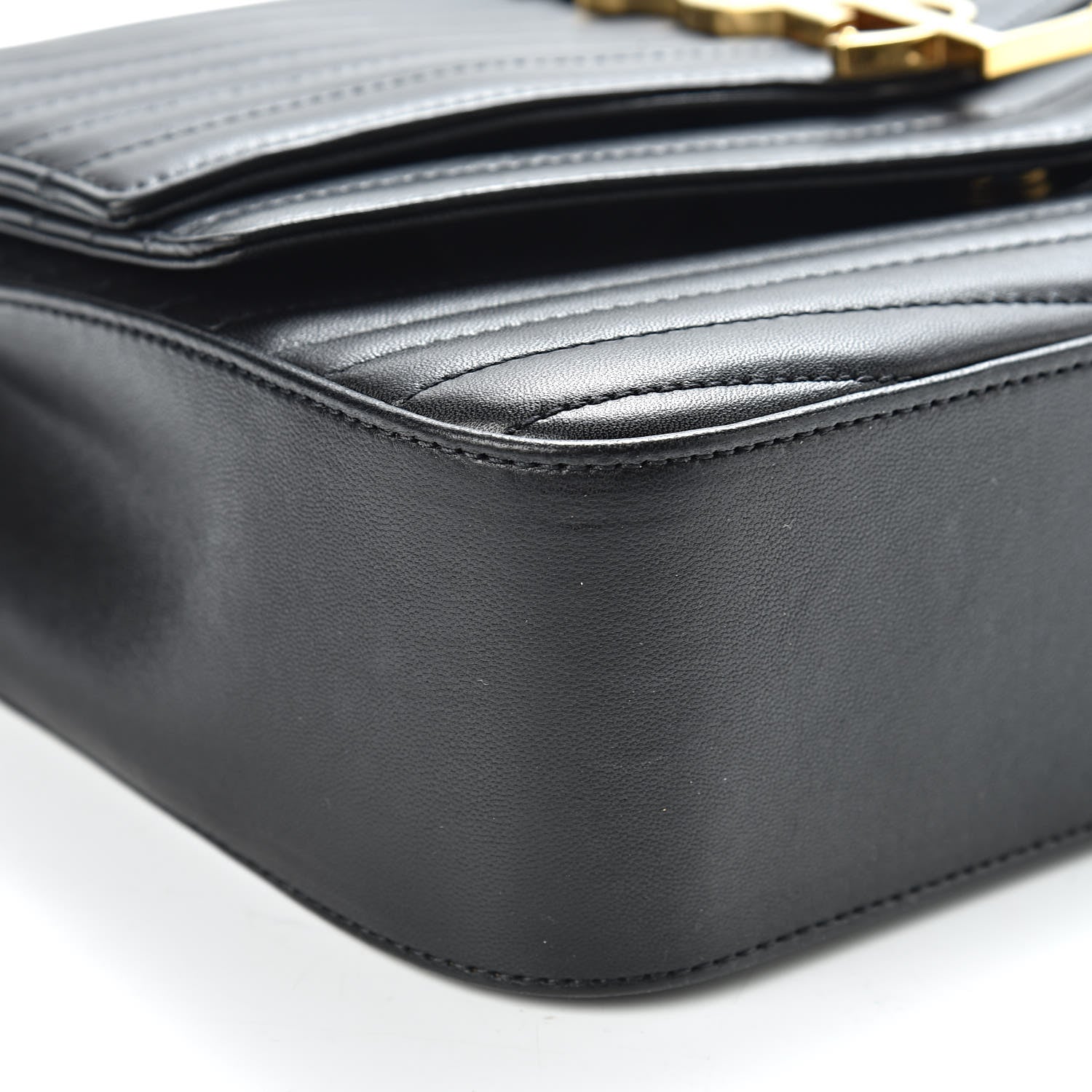 Saint Laurent Lambskin Matelasse Chevron Monogram Medium Sulpice Bag Black 14 of 18