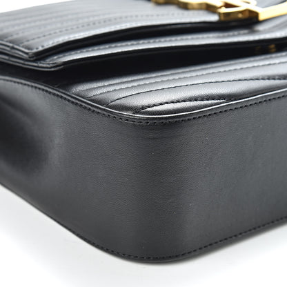Saint Laurent Lambskin Matelasse Chevron Monogram Medium Sulpice Bag Black 14 of 18