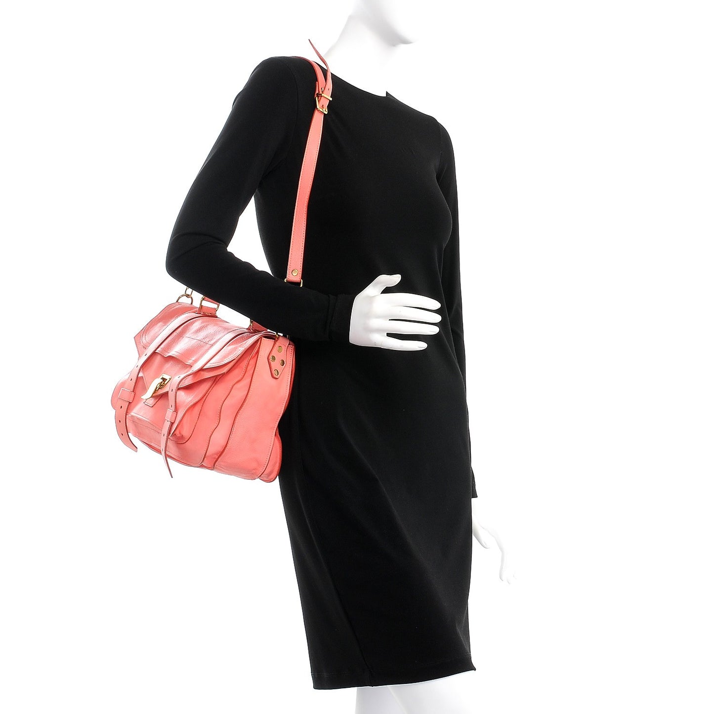 Lambskin Medium PS1 Satchel Neon Coral