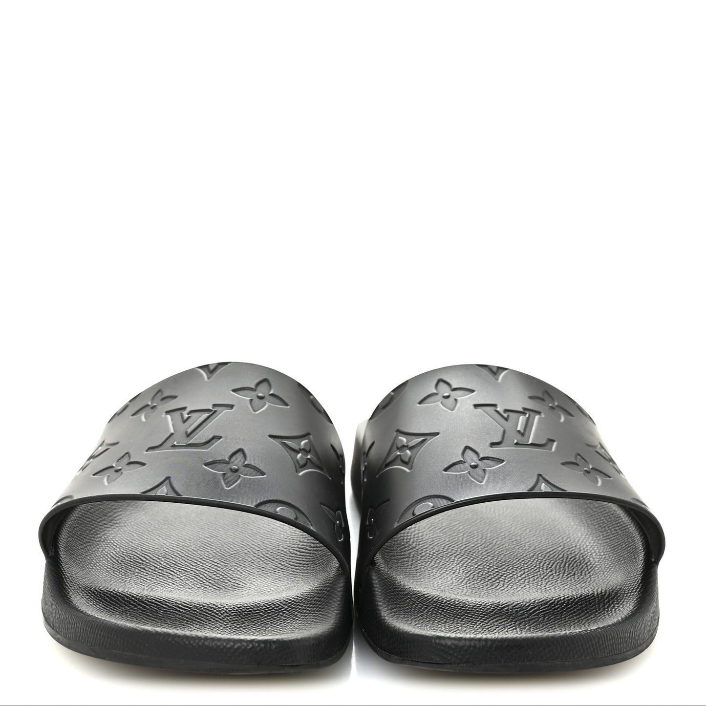 Rubber Embossed Monogram Mens Waterfront Mules 7.5 Black