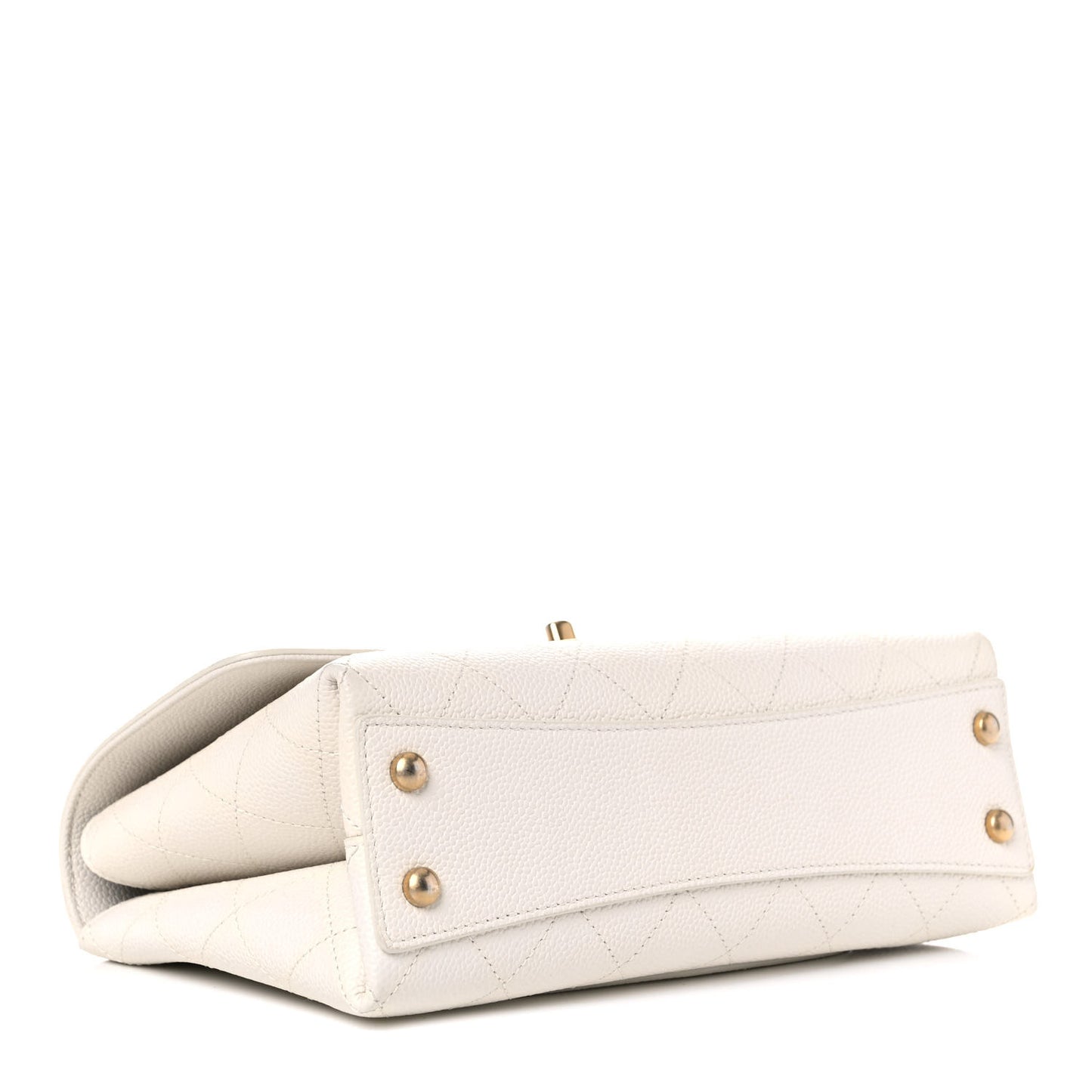 Grained Calfskin Small Stitched Flap White