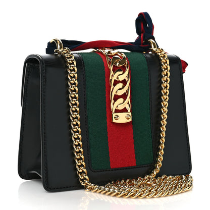 Gucci Calfskin Mini Sylvie Chain Shoulder Bag Black 3 of 11