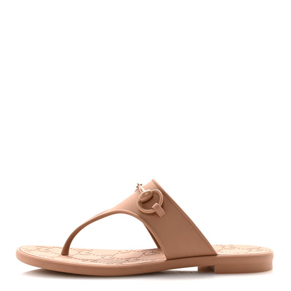 Gucci Rubber Womens Horsebit Thong Sandals 36 Vintage Camel 1 of 8