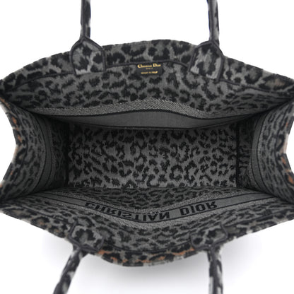 Christian Dior Canvas Mizza Embroidered Large Leopard Book Tote Grey 5 of 12