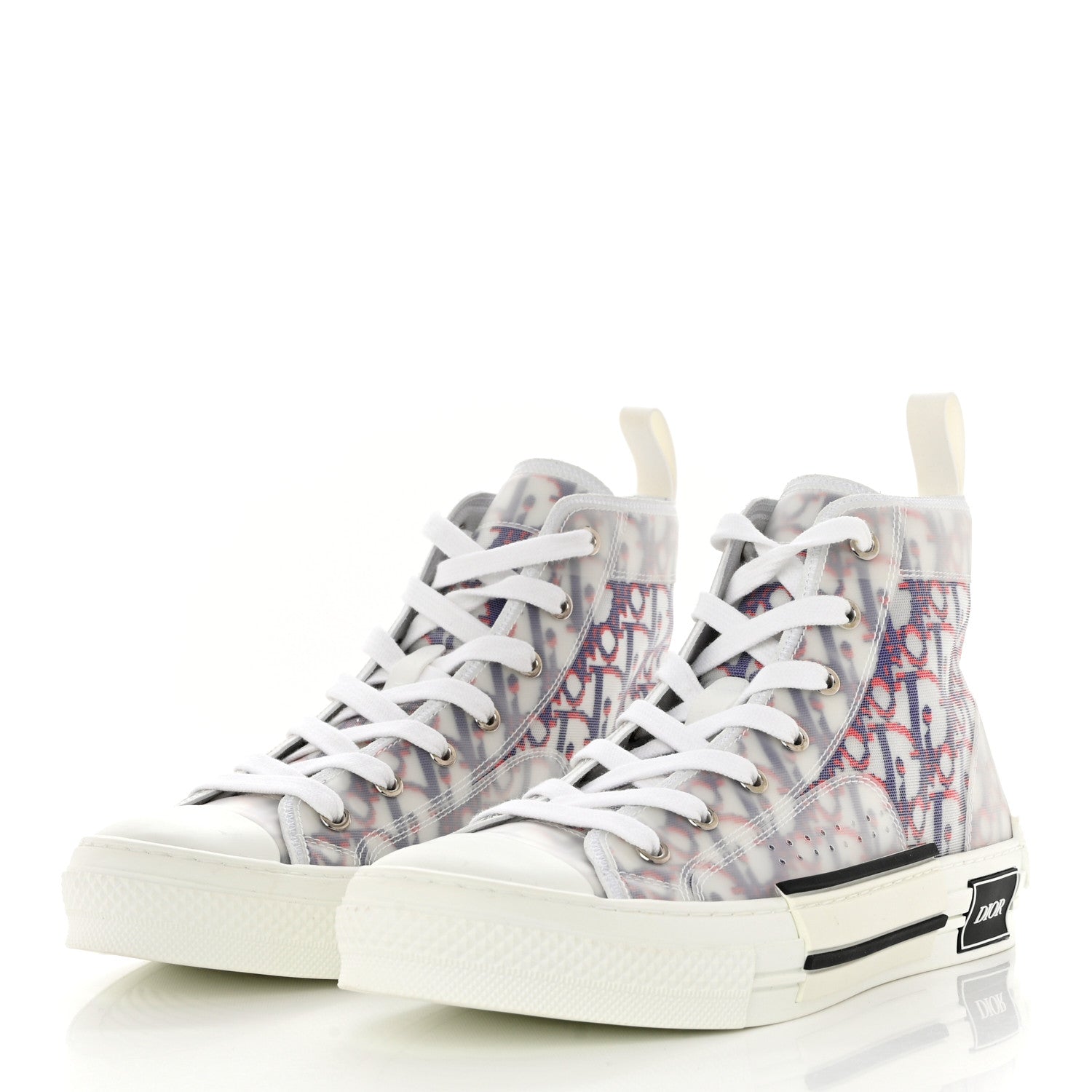 Christian Dior Technical Canvas Oblique Pixel Mens B23 High Top Sneakers 40 Blue Red 3 of 8