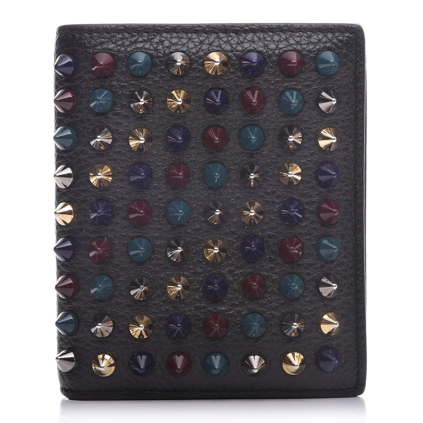 Calfskin Spiked Bi-Fold Wallet Black