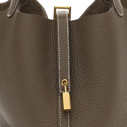 Hermes Taurillon Clemence Picotin Lock 22 MM Etoupe 8 of 11