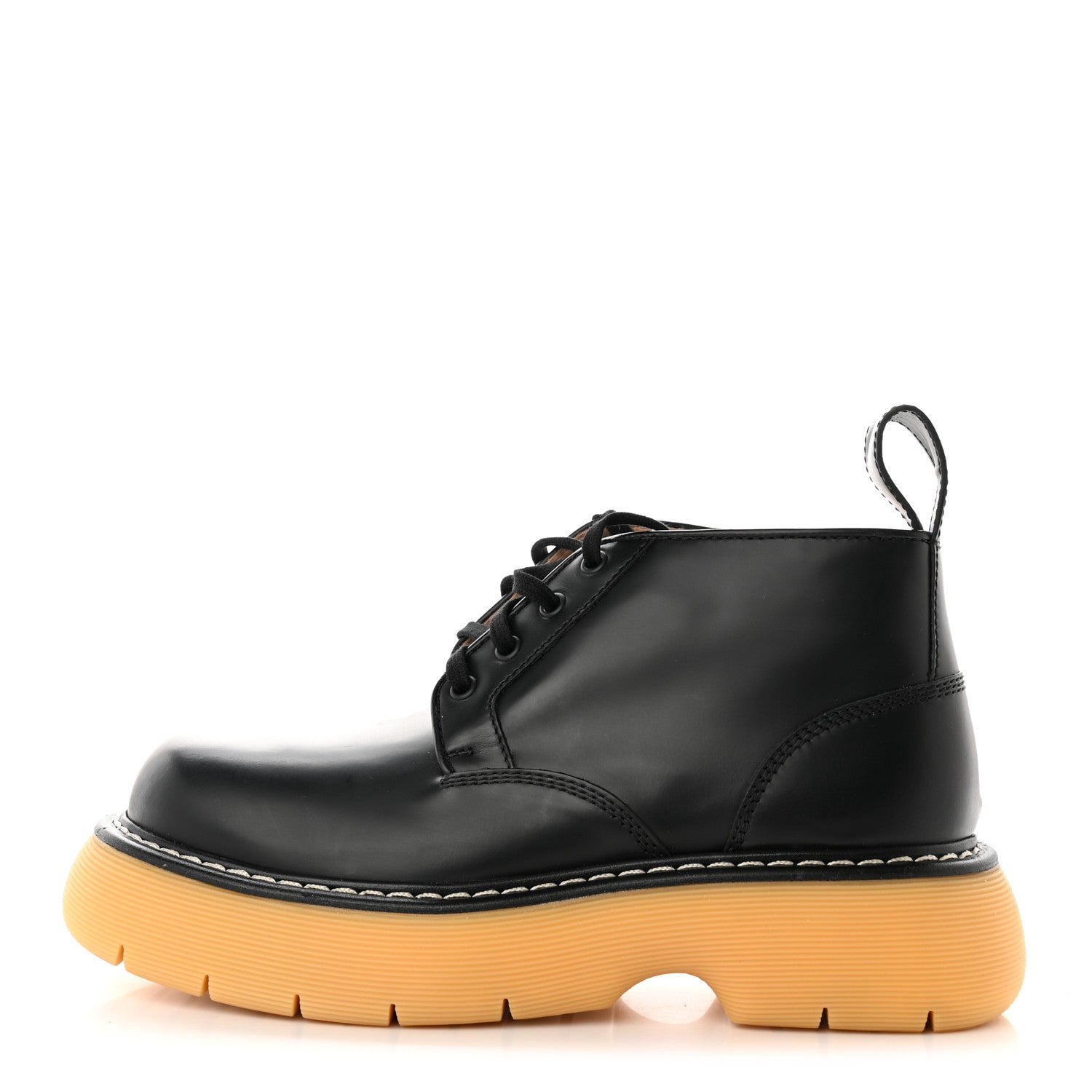 Bottega Veneta Calfskin The Swell Lace Up Ankle Boots 41 Black Natural Rubber 1 of 9